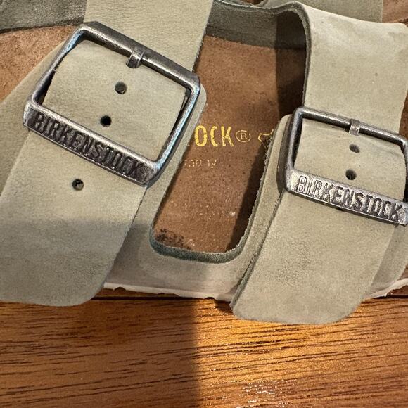Birkenstock Arizona Sandals Women 8-8.5 EU 39 Green Suede Leather Made Germany - Picture 4 of 11